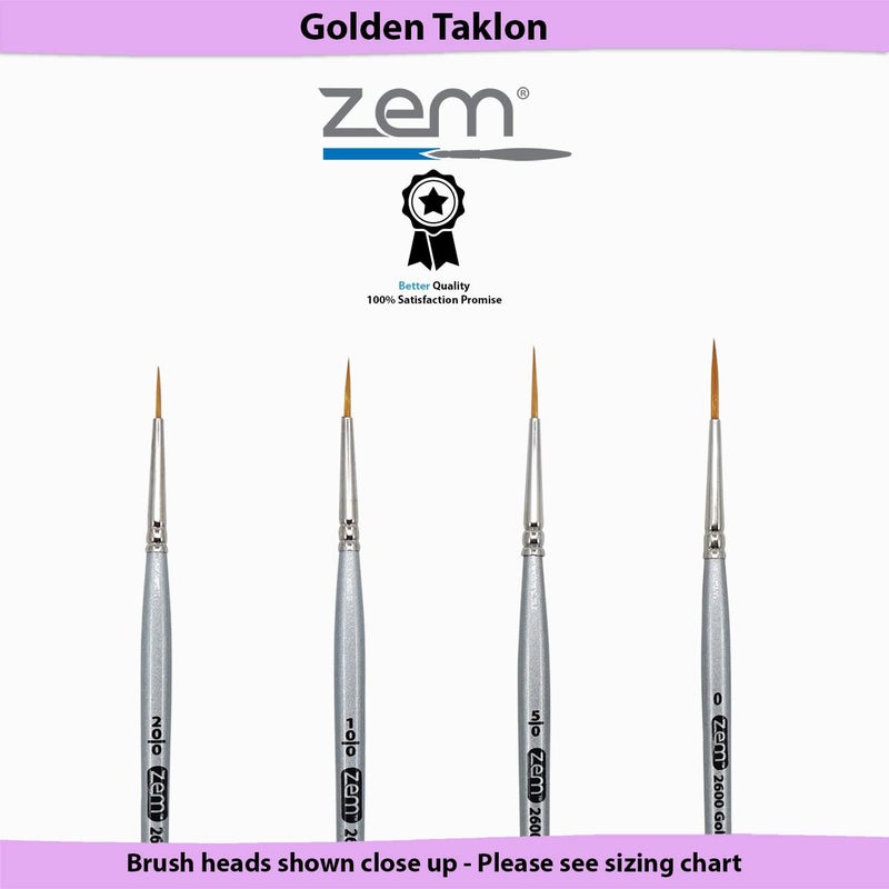 ZEM Brush Golden Taklon Multi Media Long Liner Artist Brush Set 20/0, 10/0, 5/0, 0 - Image 5